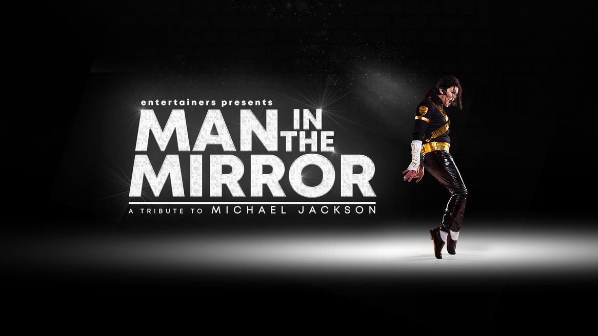 Michael Jackson tribute dancing next to the text of Man In the Mirror