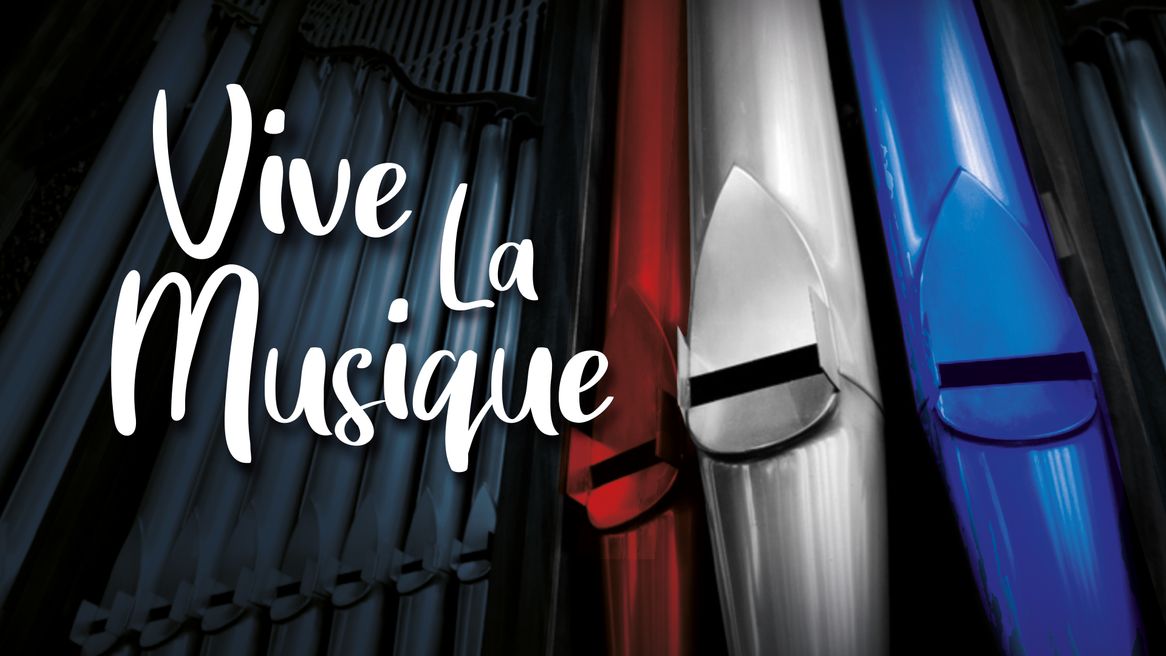 Organ pipes in the colours of the French flag