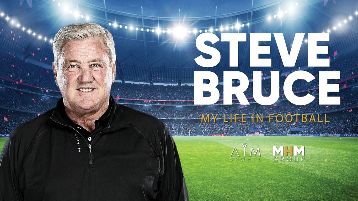 Former footballer Steve Bruce with a background of a football stadium. 