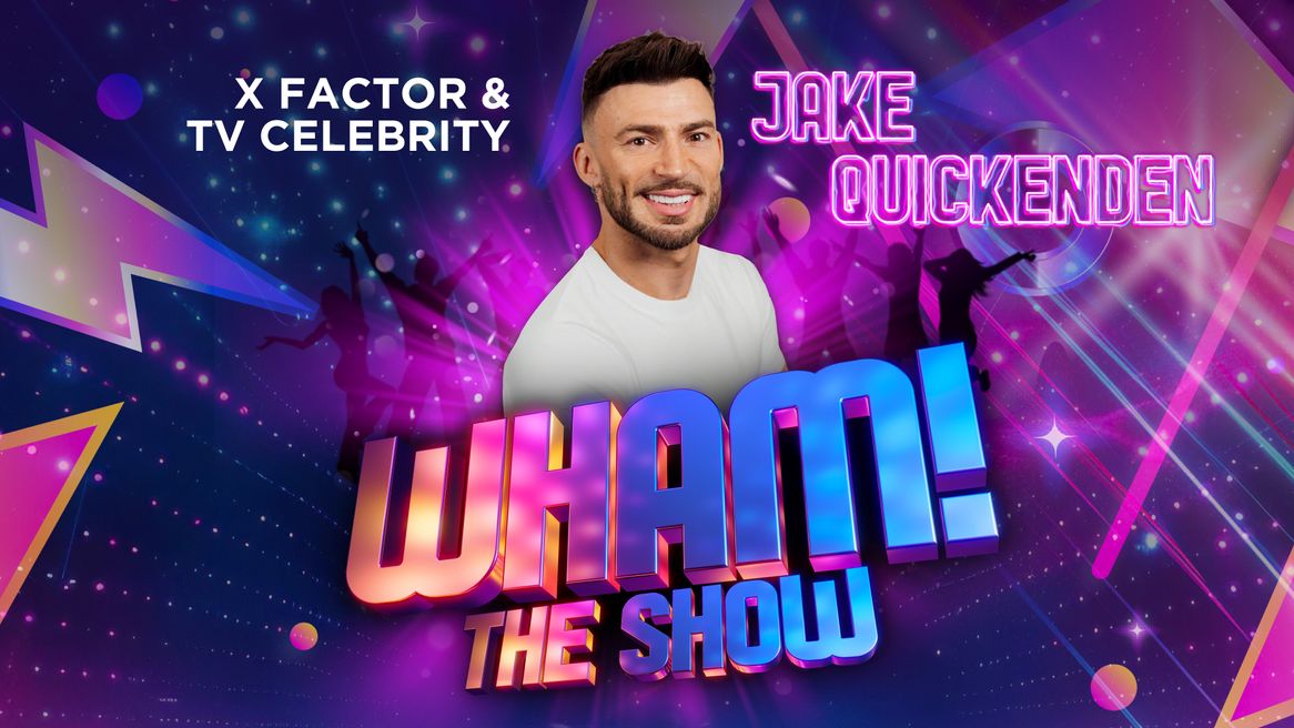 Jake Quickenden behind the image of the logo Wham Thye Show