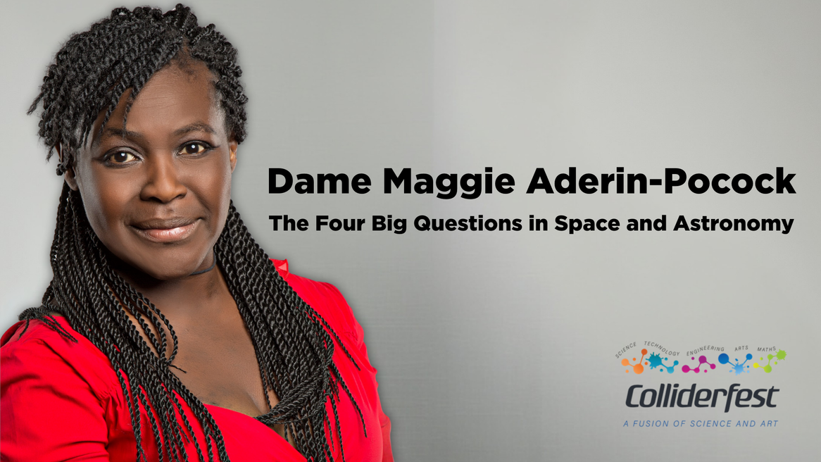 Dame Maggie appears in a red top looking striaght into the camera.