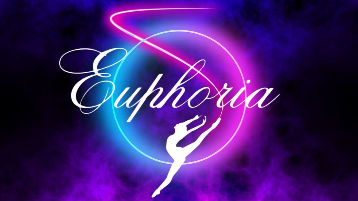 Ballet Dancer with purple background  and the words Eurphoria in the background. 