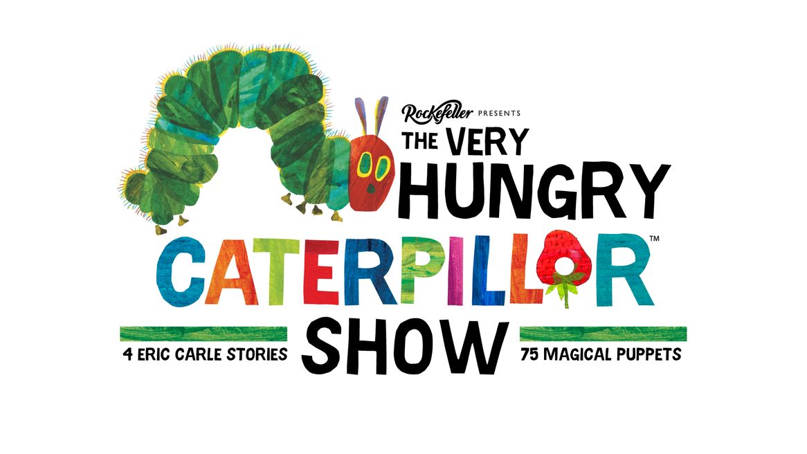 An illustration of a green and red caterpillar above the words The Very Hungry Caterpillar